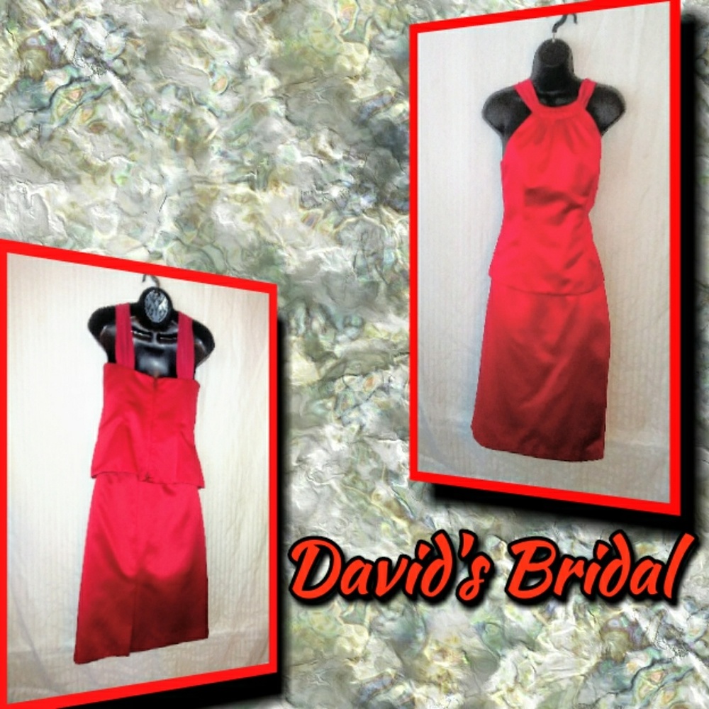 David's Bridal Red 2 piece dress